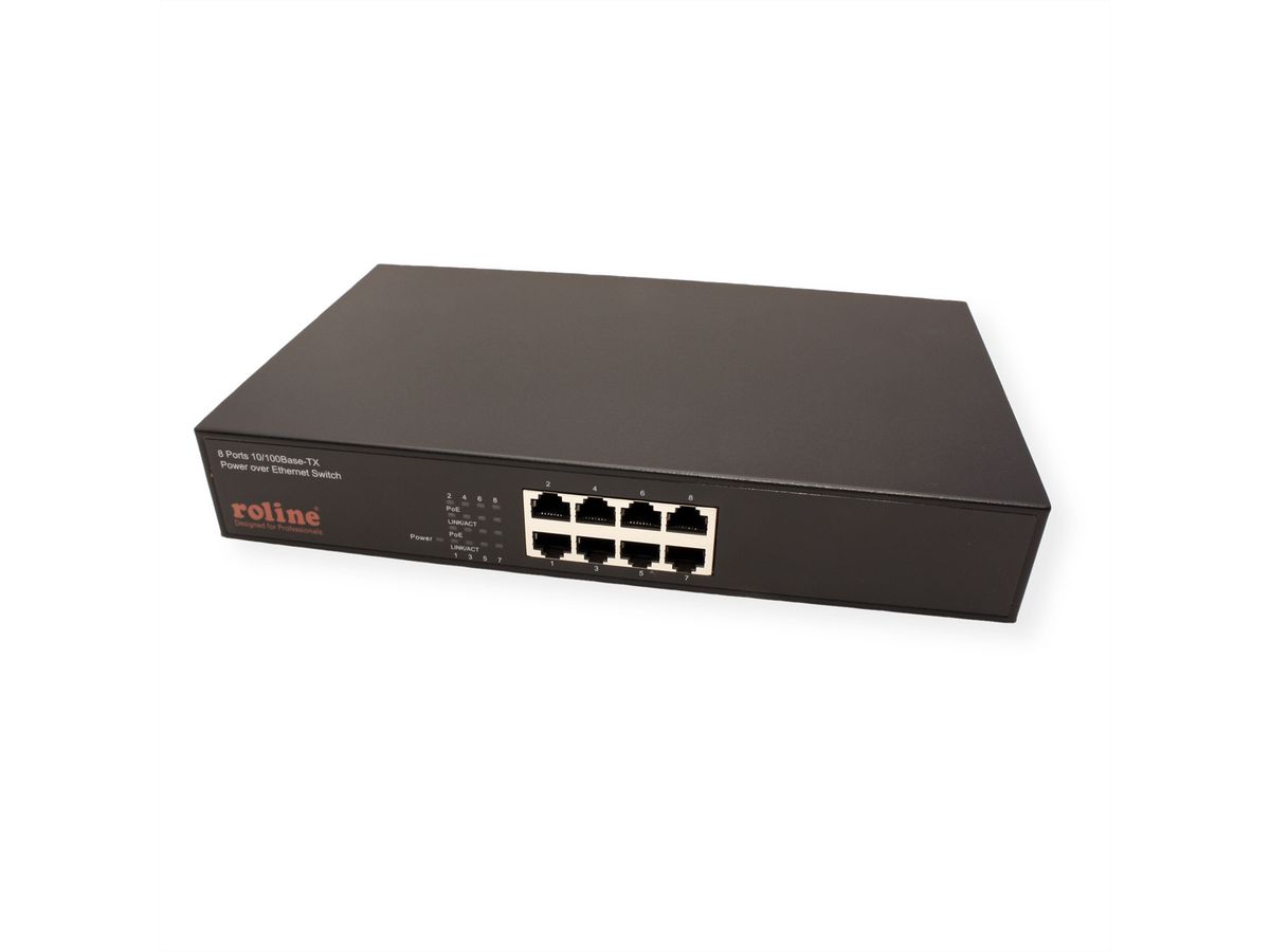 ROLINE PoE Fast Ethernet Switch, 8 Ports (8x PoE)