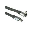 ROLINE Cable USB4 2.0, Flat, Straight-270° Angled, with Emark, C–C, M/M, 8K UHD-2, 80Gbit/s, 240W, black, 0.8 m