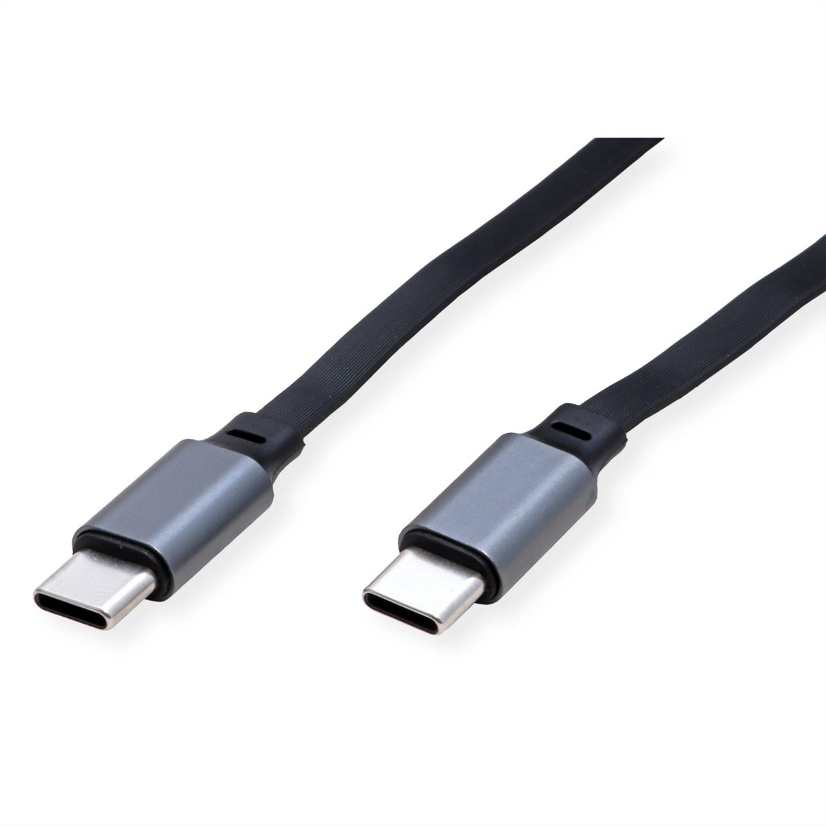 ROLINE USB 2.0 Retractable Cable Type C, 60W, C-C, M/M, black, 1.2 m