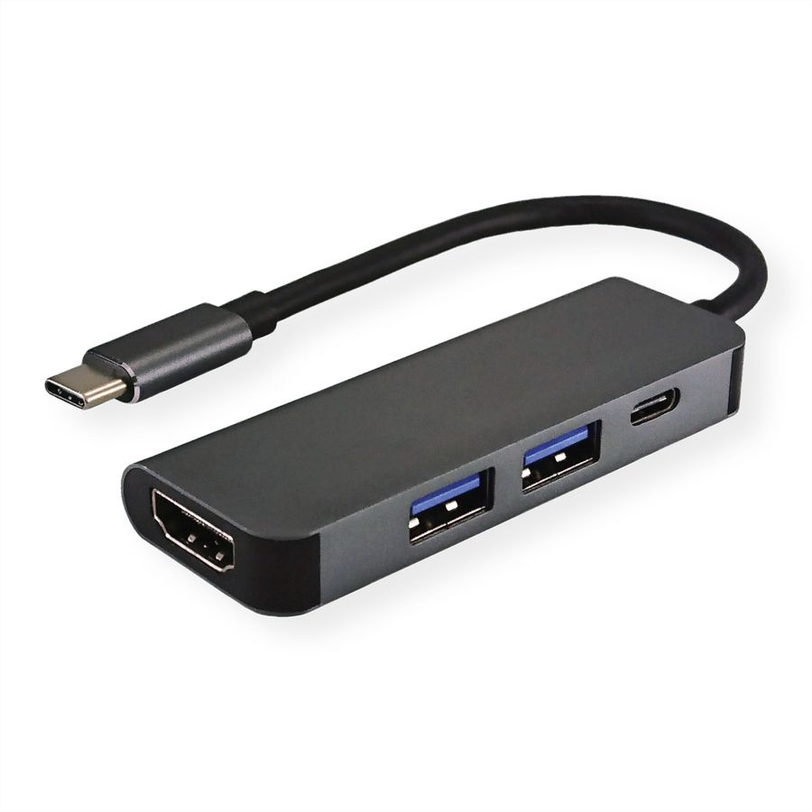 VALUE USB-C - HDMI Adapter, M/F, 2x USB 3.2 Gen 1 A F, 1x Type C (Power Delivery)