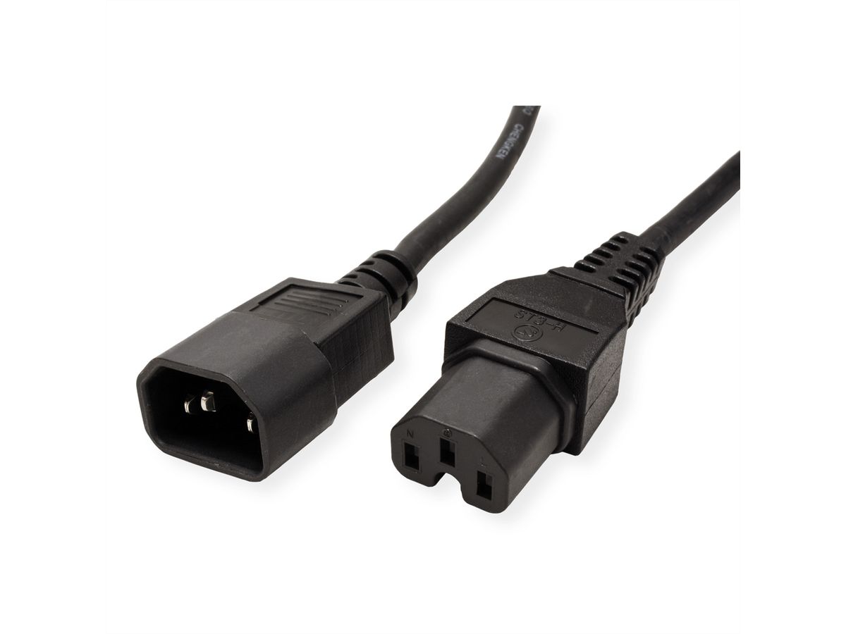 VALUE Power Cable IEC320/C14 Male - C15 Female, H05RN-F, black, 0.5 m