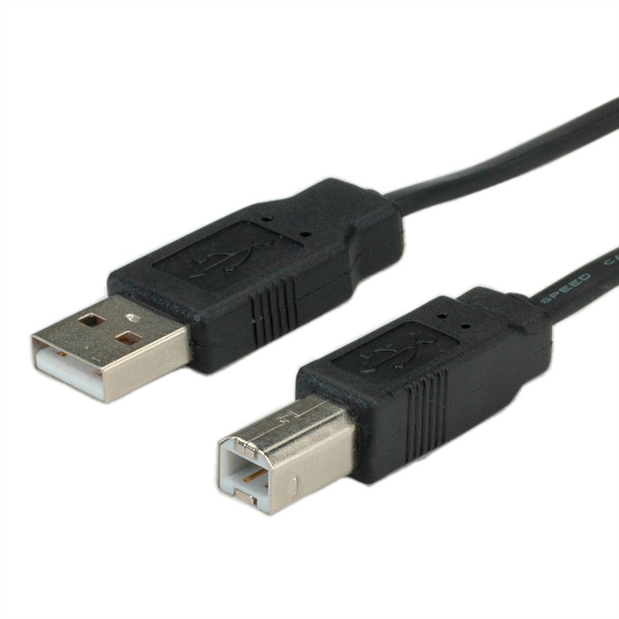 ROLINE USB 2.0 Flat Cable, type A-B, black, 1.8 m
