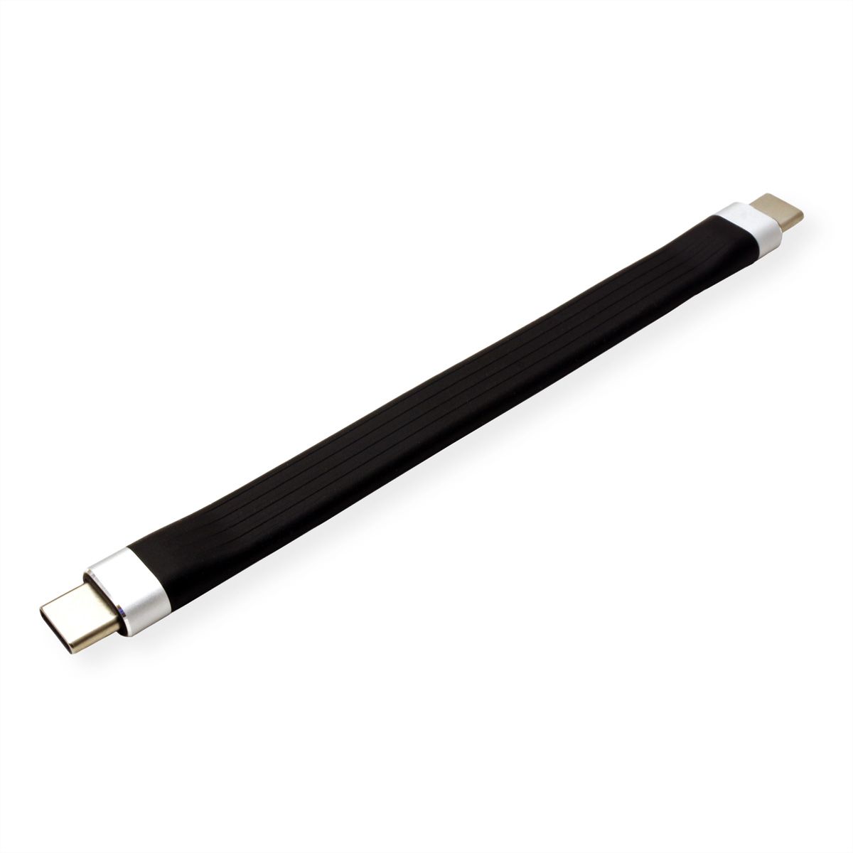 ROLINE USB 3.2 Gen 2 Silicone Cable, PD, with Emark, C-C, M/M, 8K UHD, 10Gbit/s, 60W, black, 11 cm
