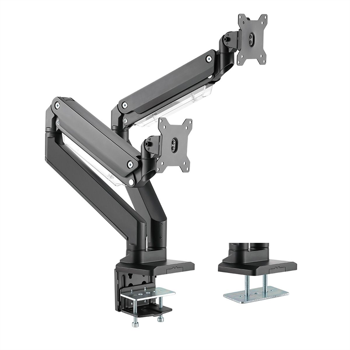 ROLINE Dual LCD Monitor Stand Pneumatic, Desk Clamp, Pivot, 5 Joints, 17–35 inch, max. 2x 15 kg