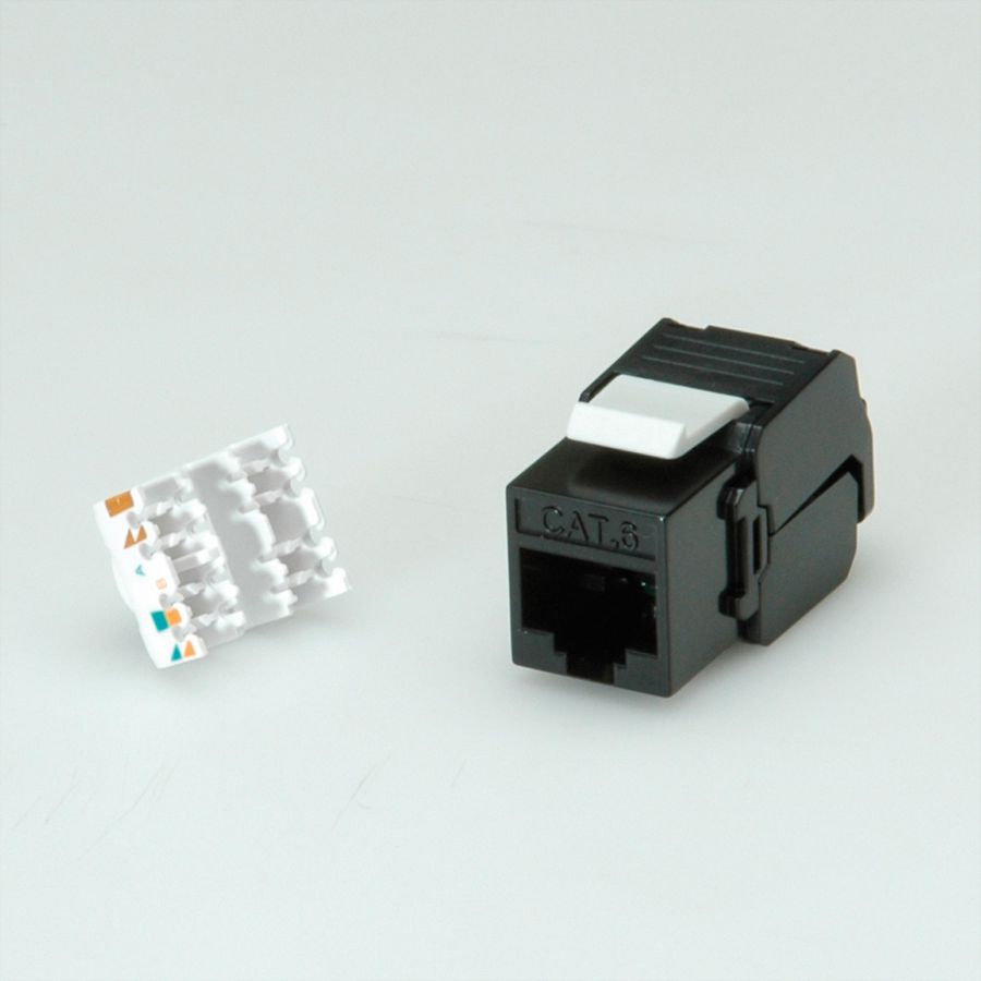ROLINE Cat.6 (Class E) Keystone Jack, RJ-45, UTP, tool-free, black