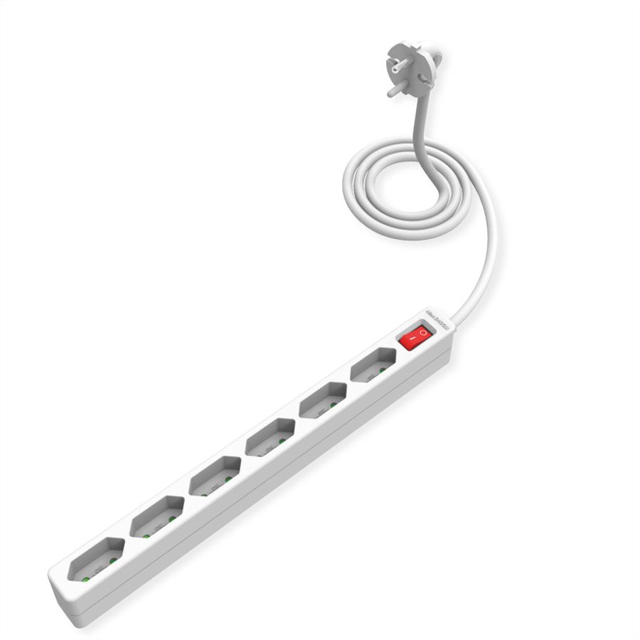 VALUE Power Strip 2-Pin Euro Type, 6-way, with Switch, 1.5 m