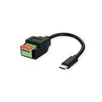 ROLINE Cable Adapter, USB-C Plug to Terminal Block 5 Pin (push button), 15 cm