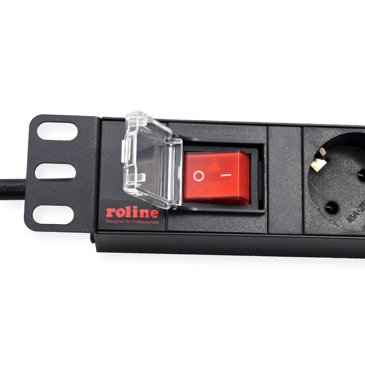 ROLINE PDU for Cabinet, 8x socket, 45°, 16A, with Switch, black, 2 m