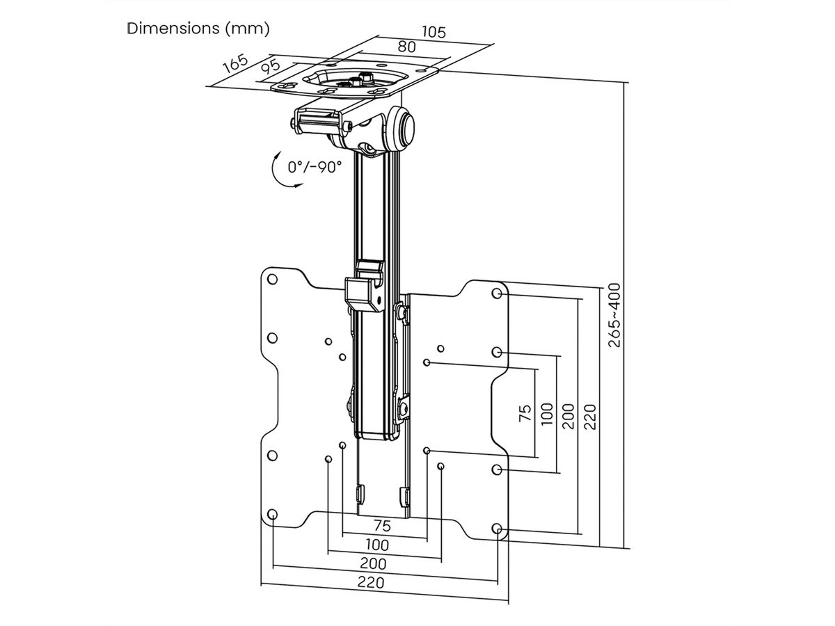 VALUE TV Ceiling Mount, tiltable, 17" - 37", up to 20 kg