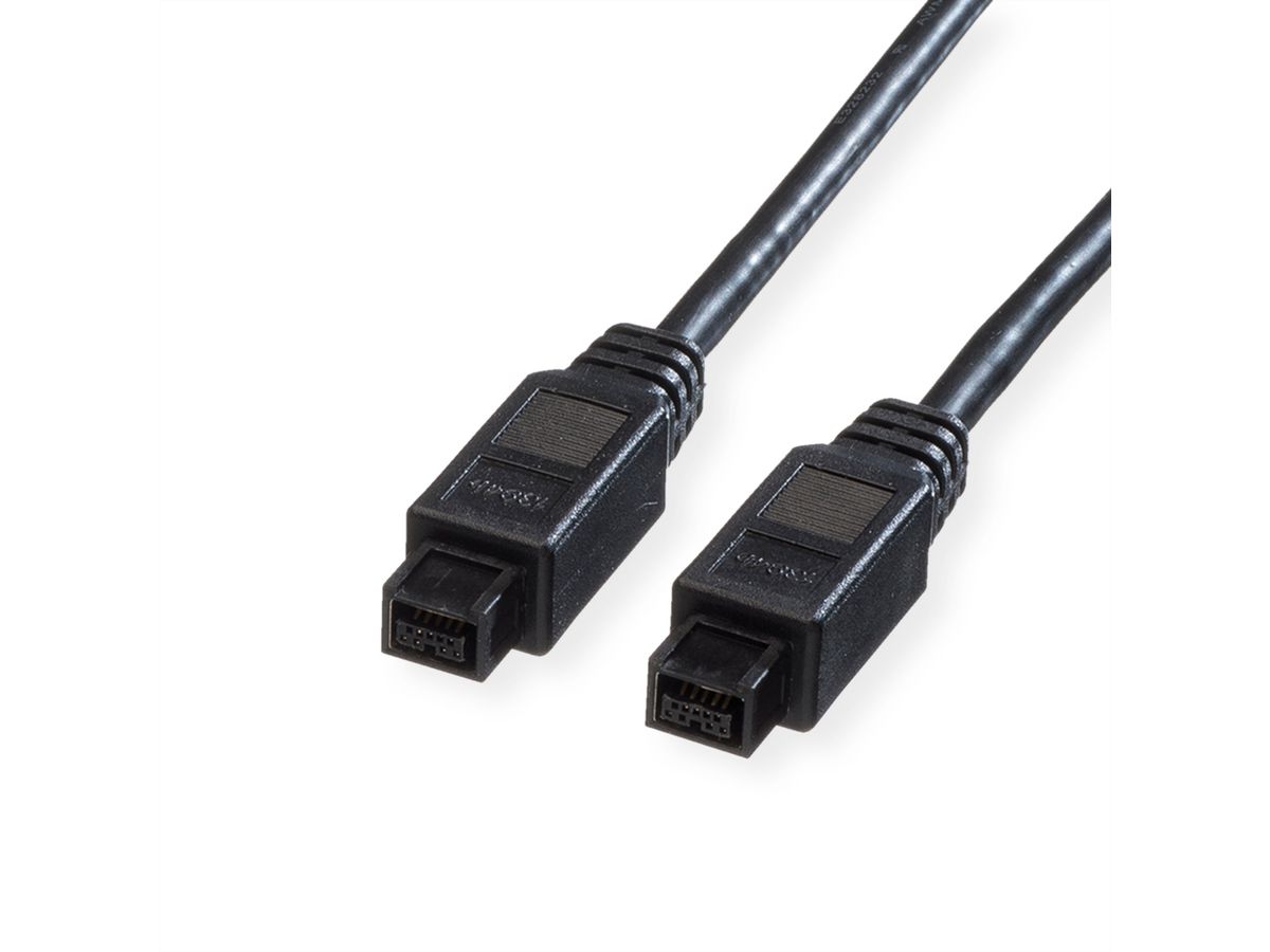 ROLINE IEEE1394b FireWire Cable, 9/9-pin, A-A, black, 1.8 m