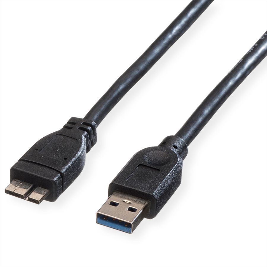 ROLINE USB 3.2 Gen 1 Cable, A - Micro A, M/M, black, 0.8 m