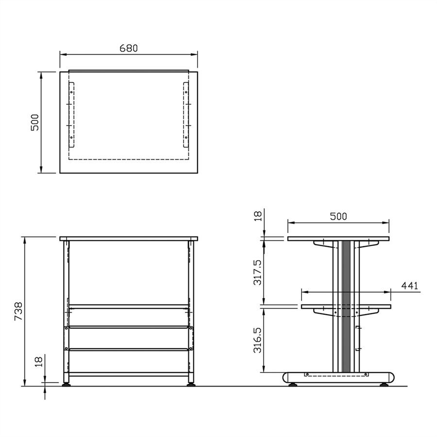 ROLINE Printer Table, up to 80 kg, grey