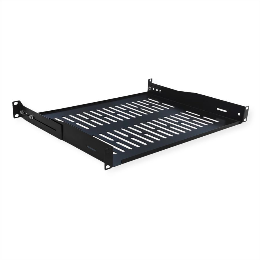VALUE 19"-Fixed Shelf, 440 x 350mm, max. 25kg, 1U, U-Shape, black