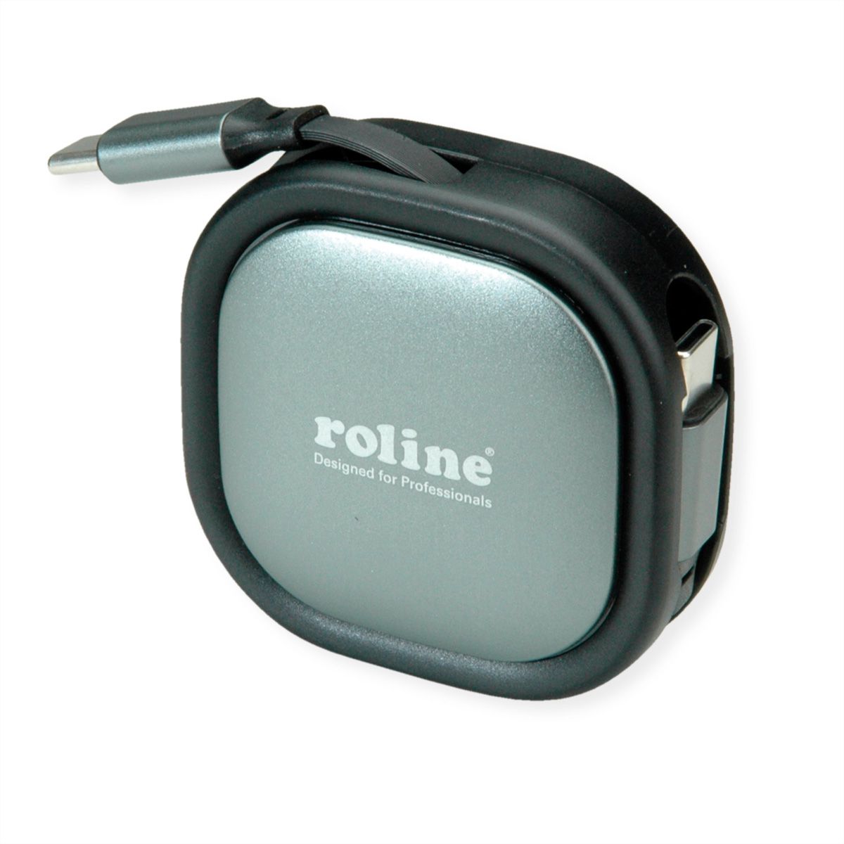 ROLINE USB 2.0 Retractable Cable Type C, 60W, C-C, M/M, black, 1.2 m