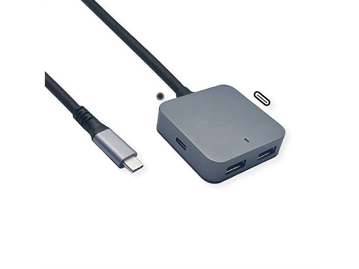 VALUE USB 3.2 Gen 2 Hub, 4 Ports (2x A + 2x C), with Extension Cable, 3 m