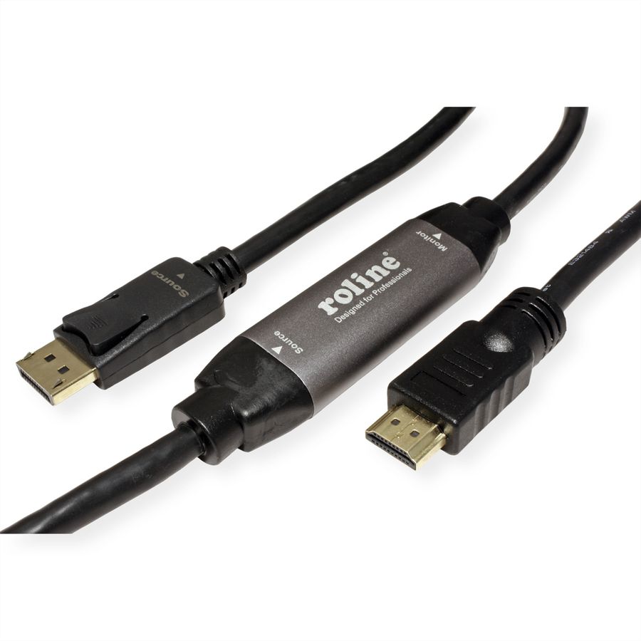ROLINE DisplayPort Cable, DP - UHDTV, M/M, black, 7.5 m