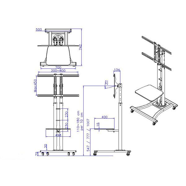 VALUE  LCD/Plasma TV Cart, silver