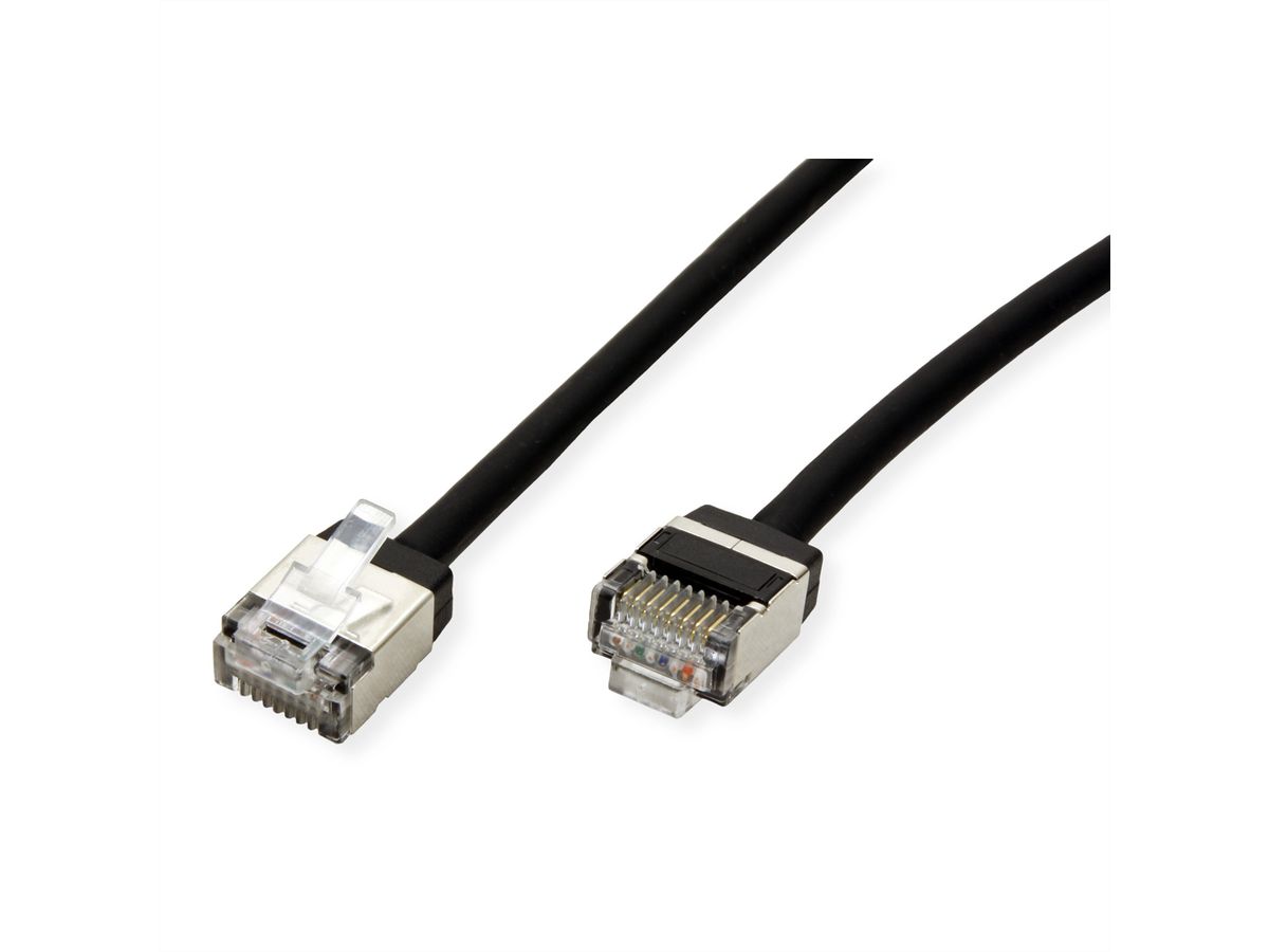 ROLINE U/FTP Data Center Patch Cord Cat.6A (Class EA), LSOH, Slim, Ultra Short Connector, black, 1.5 m