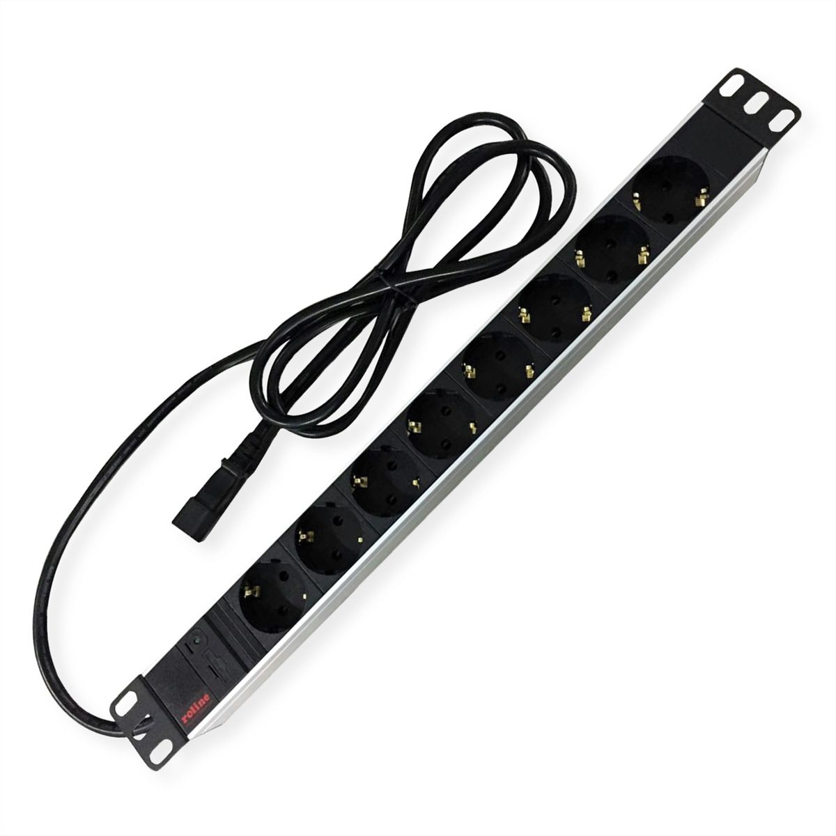 ROLINE 19" PDU for Cabinets 8x 2300W, IEC320 C14 M, silver, 2 m