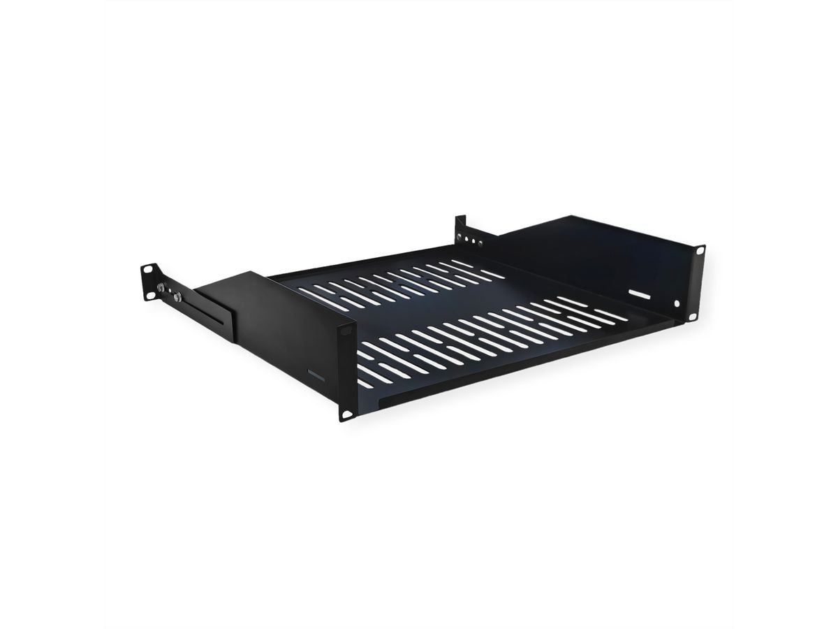 VALUE 19"-Fixed Shelf, 440 x 400mm, max. 25kg, 2U, U-Shape, black