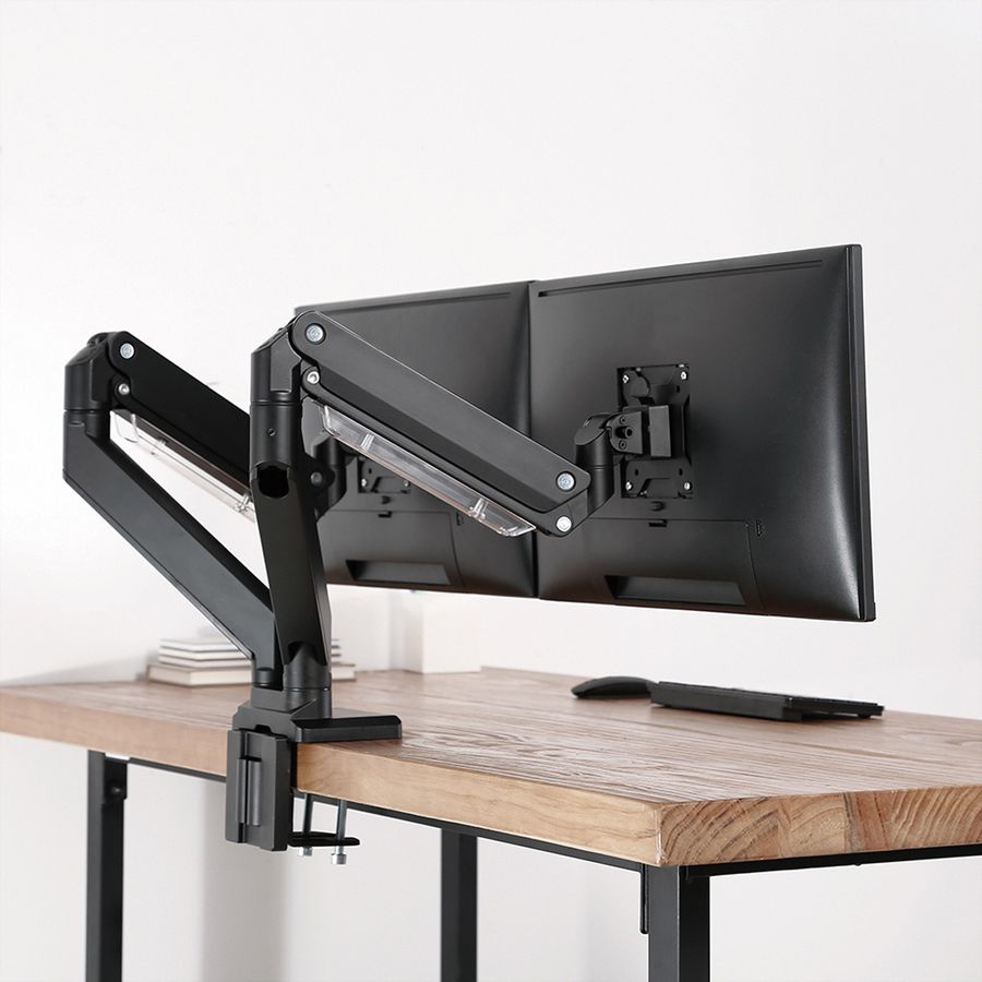 ROLINE Dual LCD Monitor Stand Pneumatic, Desk Clamp, Pivot, 5 Joints, 17–35 inch, max. 2x 15 kg