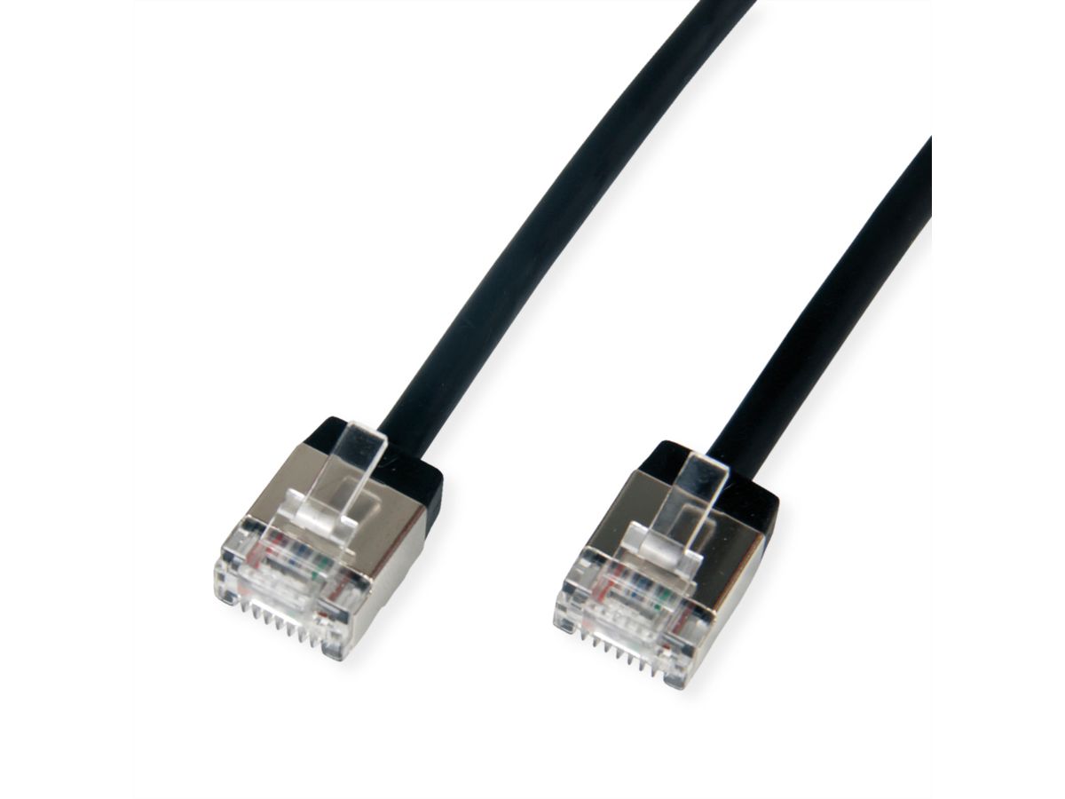 ROLINE U/FTP Data Center Patch Cord Cat.6A (Class EA), LSOH, Slim, Ultra Short Connector, black, 0.5 m