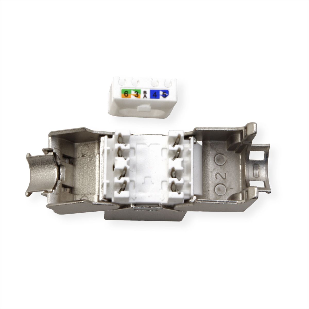 ROLINE Keystone Jack, Cat.6A (Class EA), RJ-45, STP, tool-free, SLIM and SHORT, silver