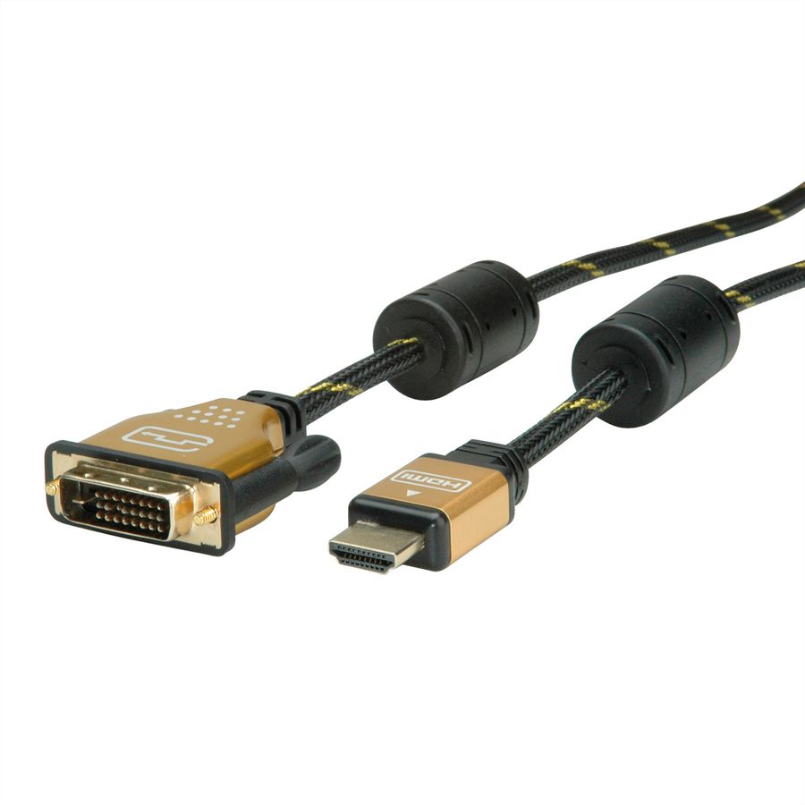 ROLINE GOLD Monitor Cable, DVI (24+1) - HDMI, M/M, 2 m