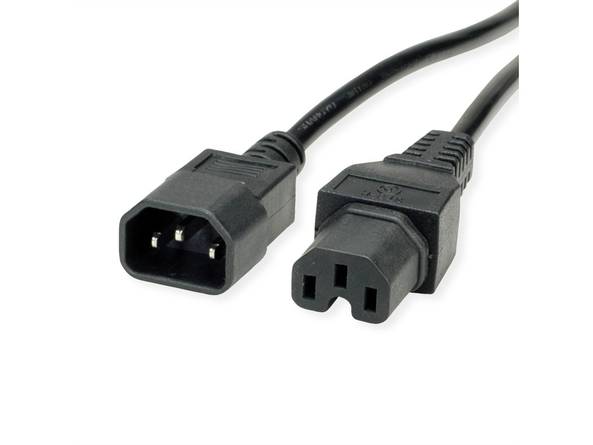 VALUE Power Cable IEC320/C14 Male - C15 Female, H05RN-F, black, 0.5 m