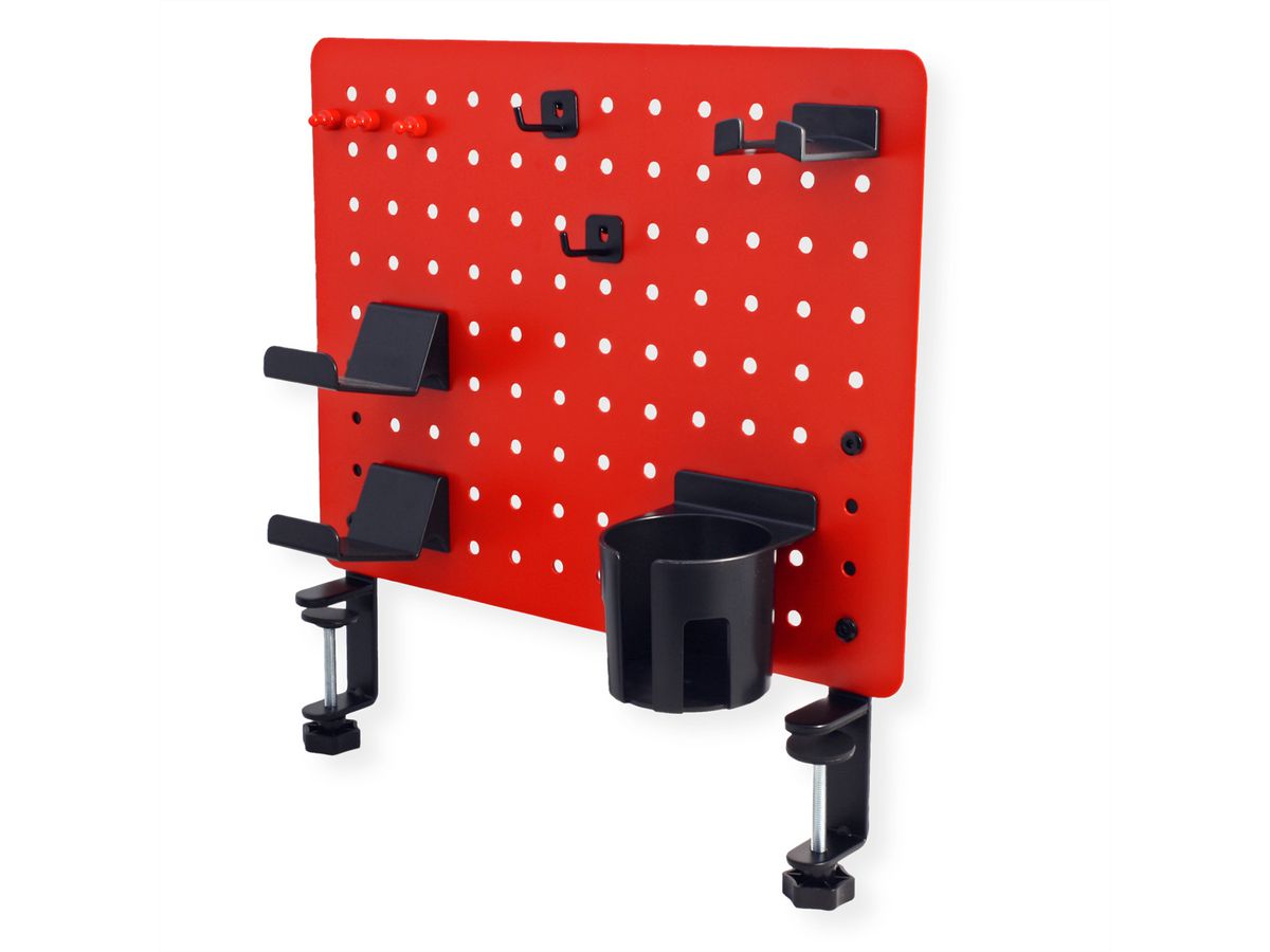 VALUE Gaming-/Office Clamp Mount Pegboard, red