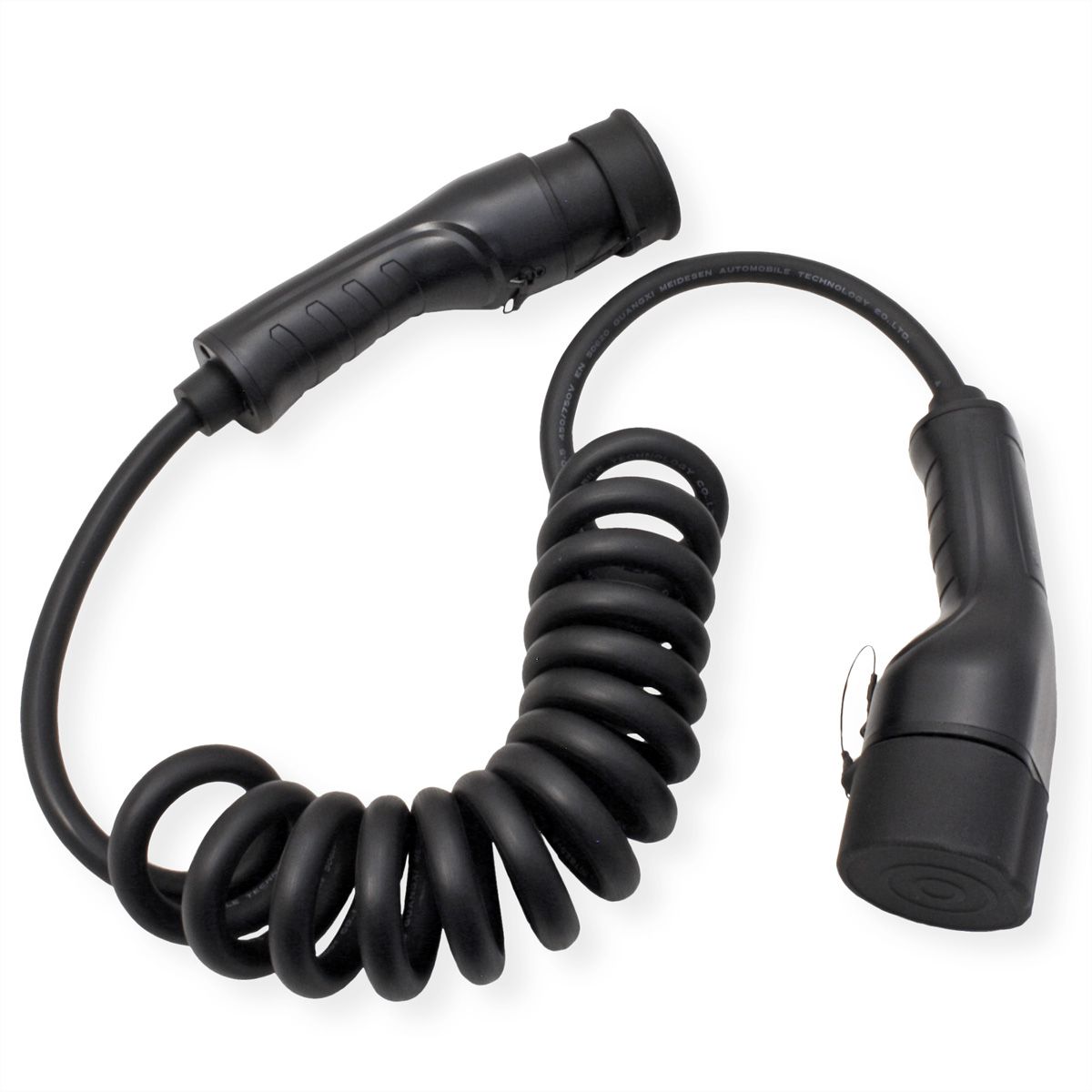 ROLINE EV Charging Cable Assembly Type2, 1-Phase, 250VAC (1P+N+E), 32 A, 7.4 kW, spiral (max. 1.8m)