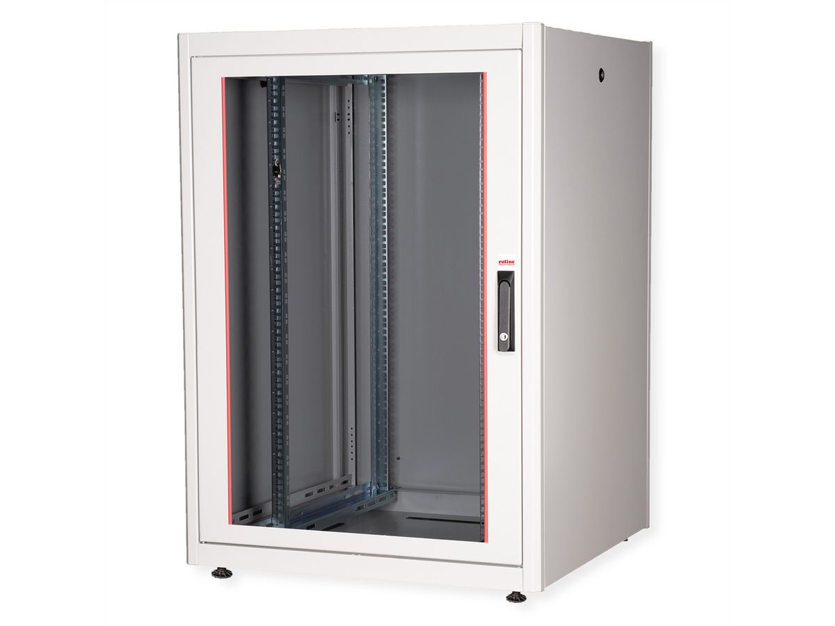 ROLINE 19-inch network cabinet Basic 22 U, 800x800 WxD glass door grey