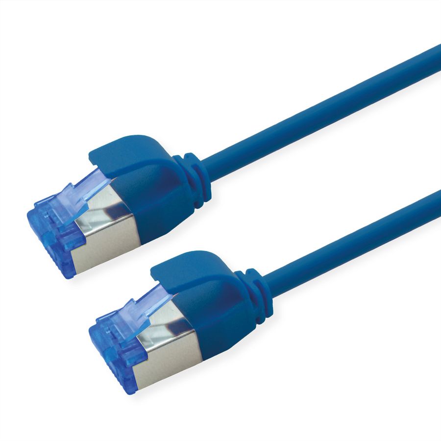 ROLINE S/FTP Patch Cord Cat.6A / Class EA, LSOH, Slim, PoE, blue, 0.3 m