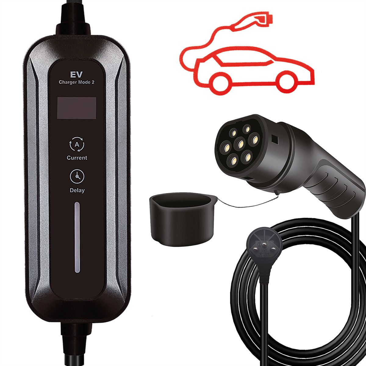 ROLINE Portable EV Charging Cable, Swiss Plug - Type 2, Mode 2, 10 A, 2.3 kW, 5 m