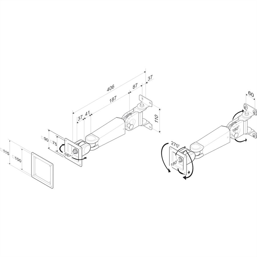 ROLINE LCD Monitor Arm Standard, Wall Mount, 4 Joints