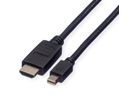 ROLINE Mini DisplayPort Cable, Mini DP-HDTV, M/M, black, 2 m