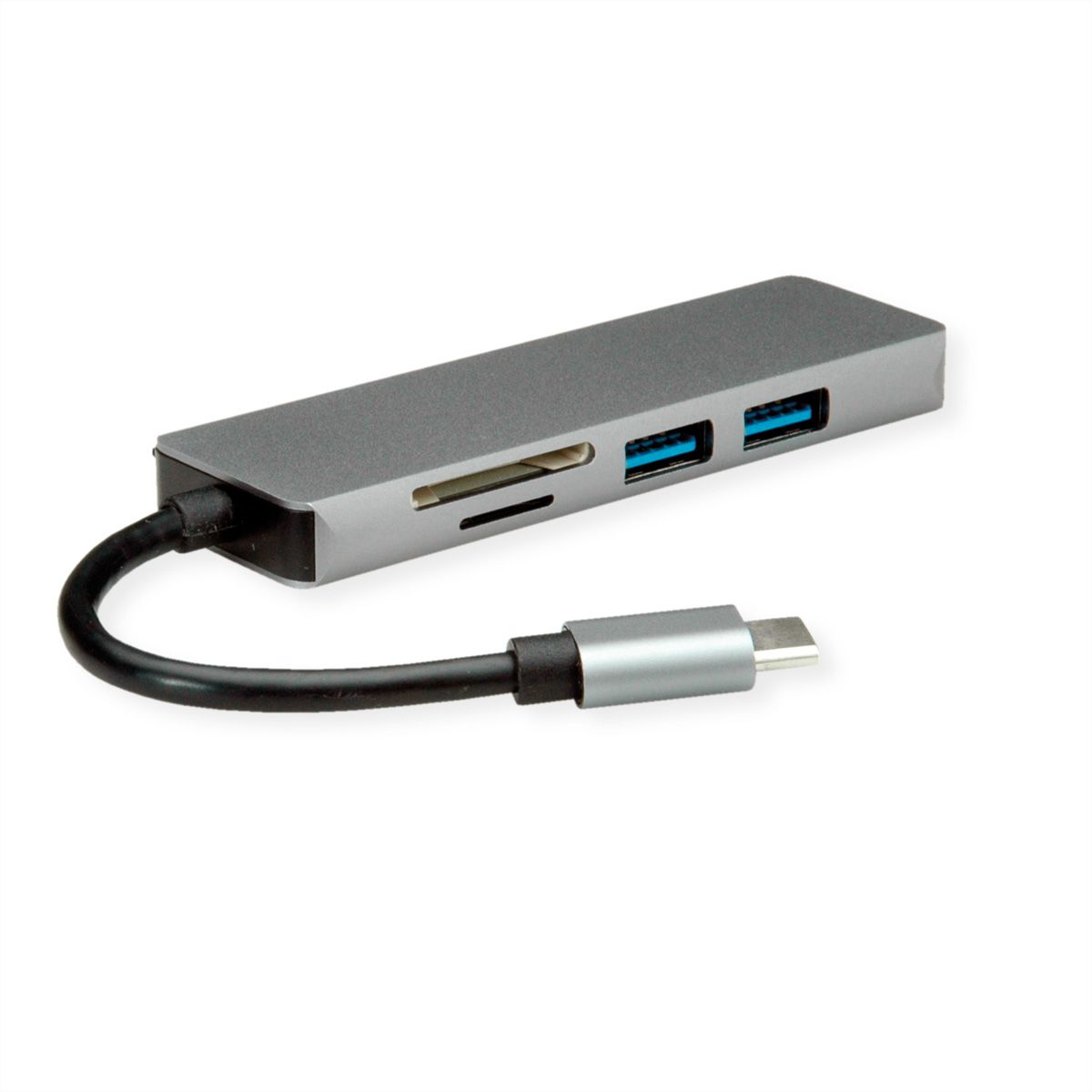 ROLINE USB Type C Docking Station, HDMI 4K30, 2x A USB 3.2 Gen 1, SD/MicroSD Card Reader