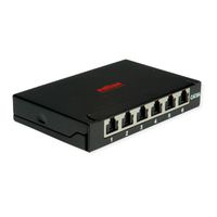 ROLINE Mini Patchpanel, Cat.6A/Cl.EA, 0.5U, 6x RJ45 ports, shielded, black