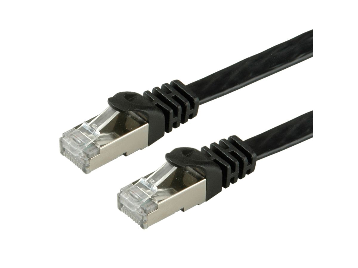 VALUE FTP Patch Cord, Cat.6 (Class E), extra-flat, black, 1 m