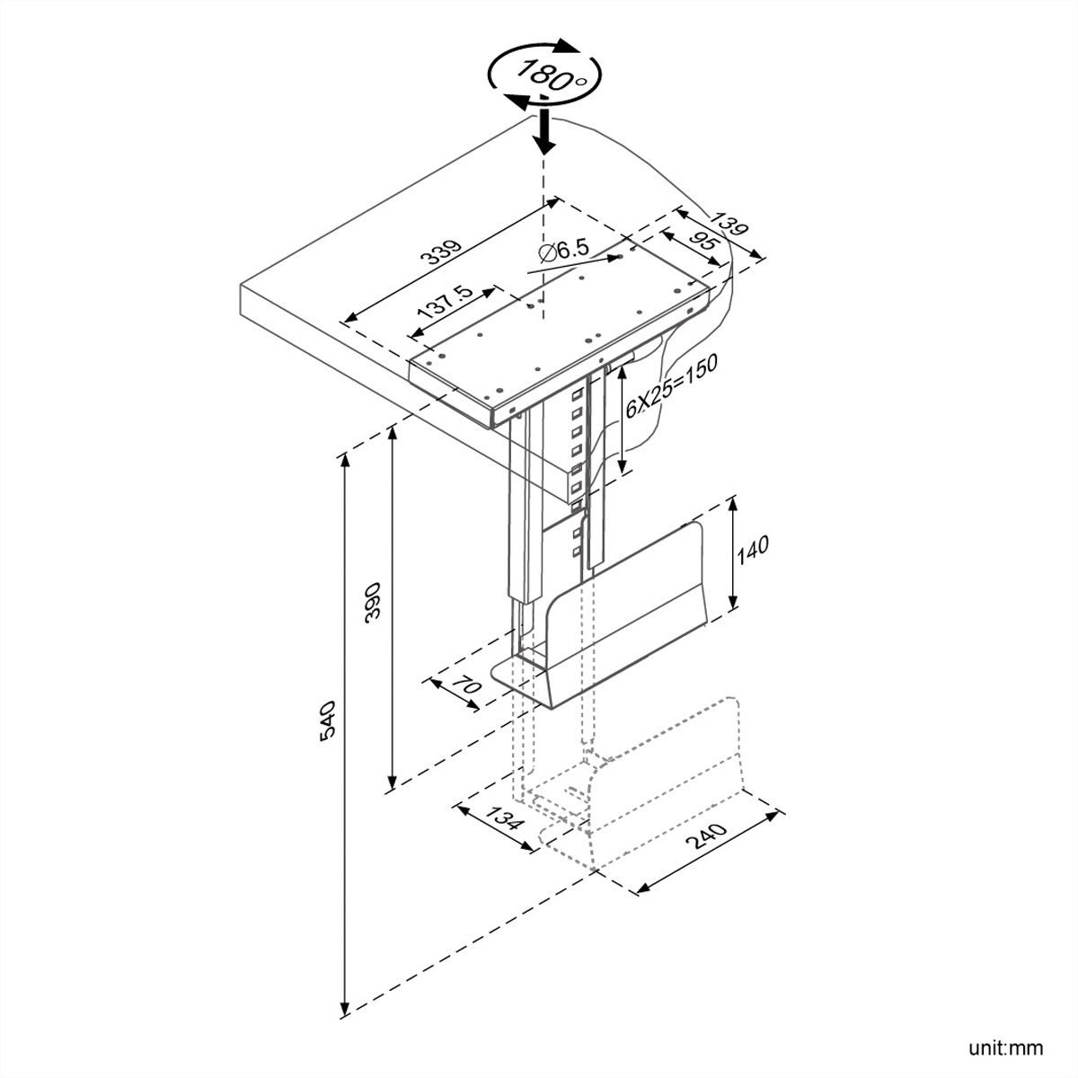 ROLINE PC Holder, extendable, with rotation function