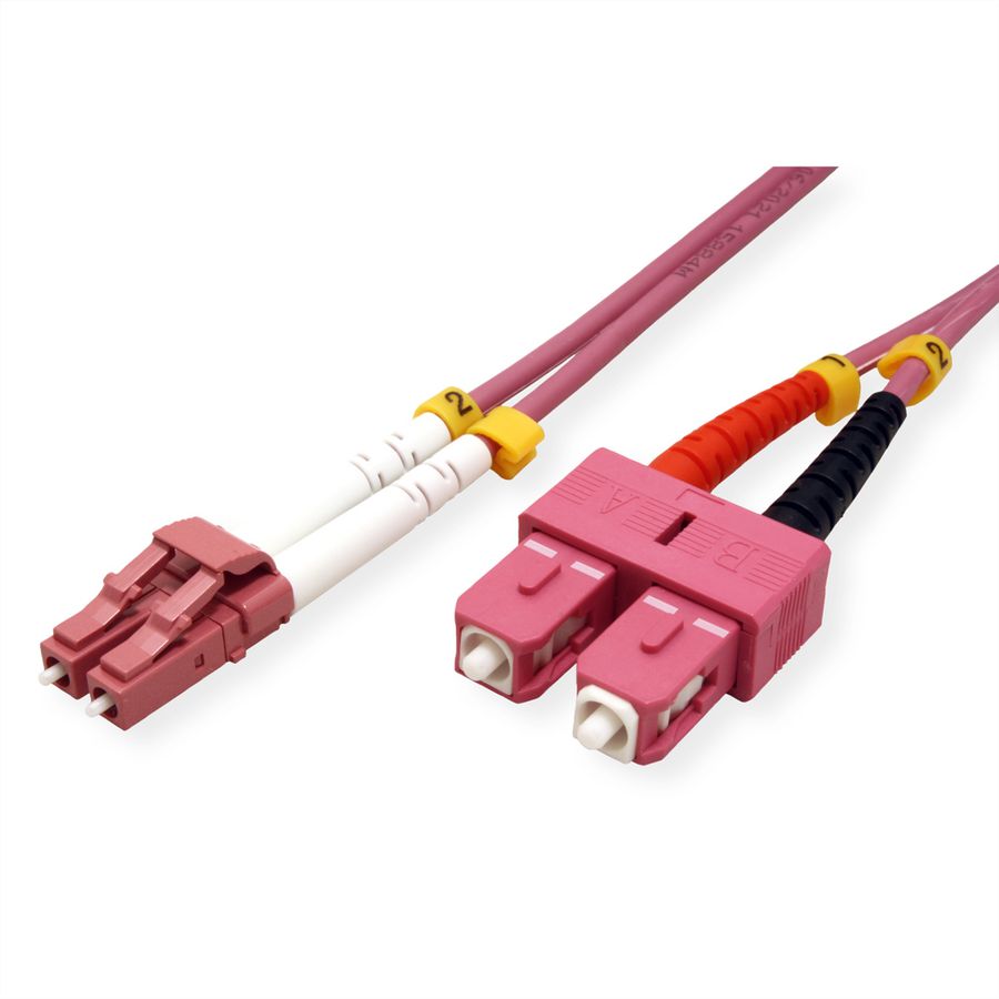 VALUE Fibre Optic Jumper Cable, 50/125µm, LC/SC, OM4, LSOH, violet, 0.5 m