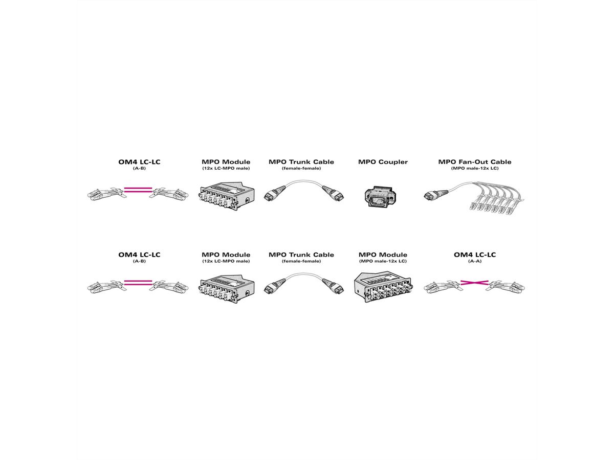 VALUE MPO Trunk Cable 50/125µm OM4, MPO/MPO, violet, 5 m