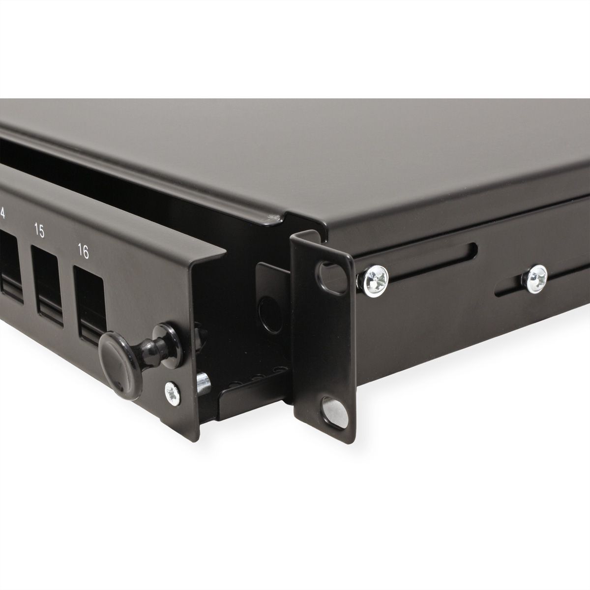 ROLINE 19" 1U Fiber Optic Patch Panel, for 16 Keystones, black