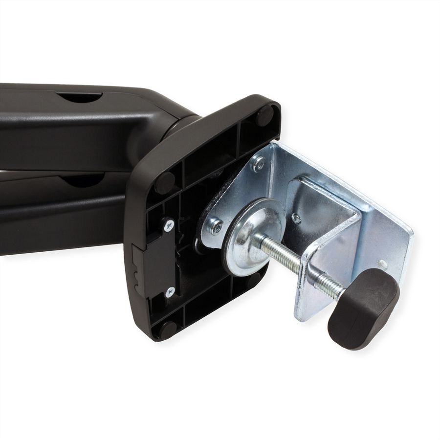 VALUE Dual LCD Monitor Stand Pneumatic, Desk Clamp, Pivot, 5 Joints, black
