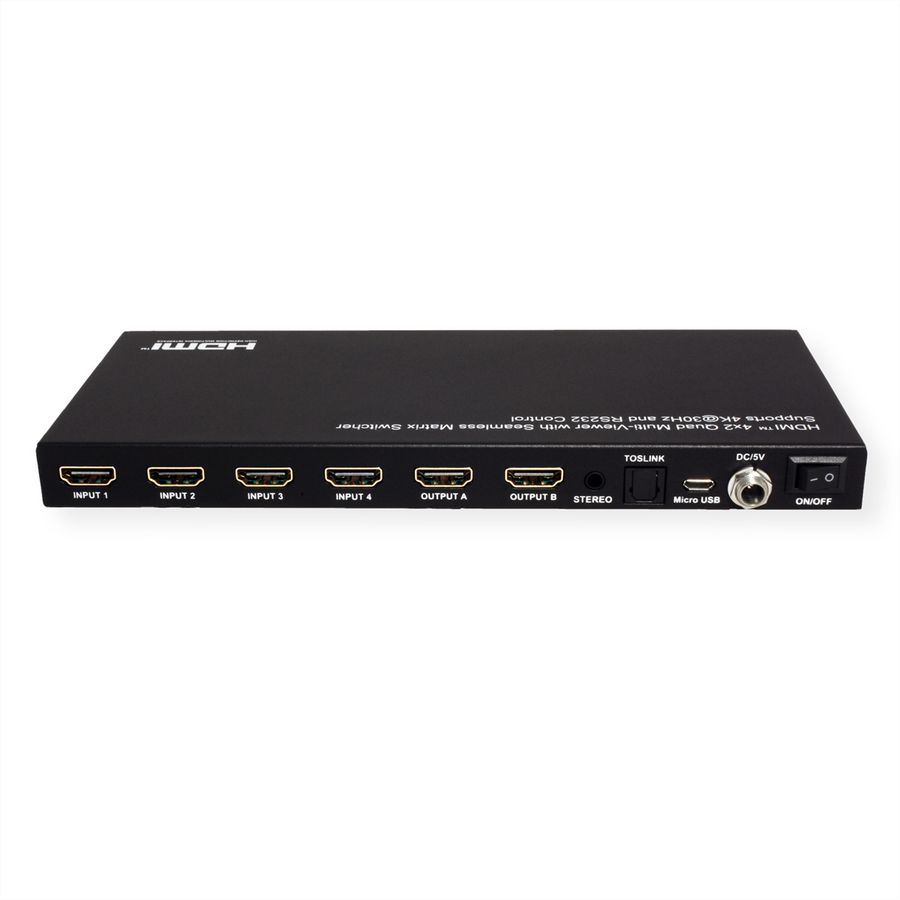 VALUE HDMI Matrix, 4x2, 4K30Hz, QUAD Multi-Viewer, seamless switching