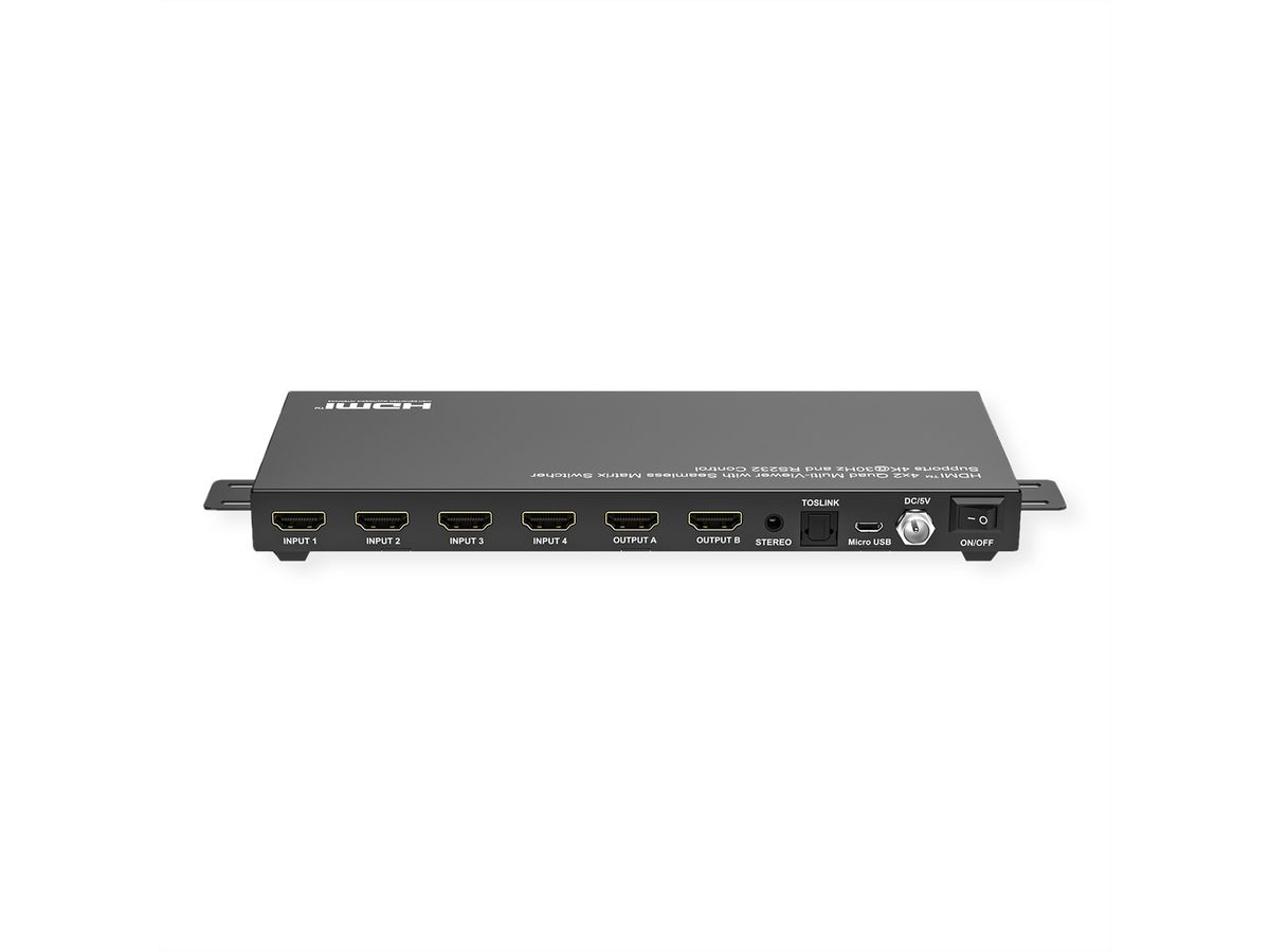 VALUE HDMI Matrix, 4x2, 4K30Hz, QUAD Multi-Viewer, seamless switching