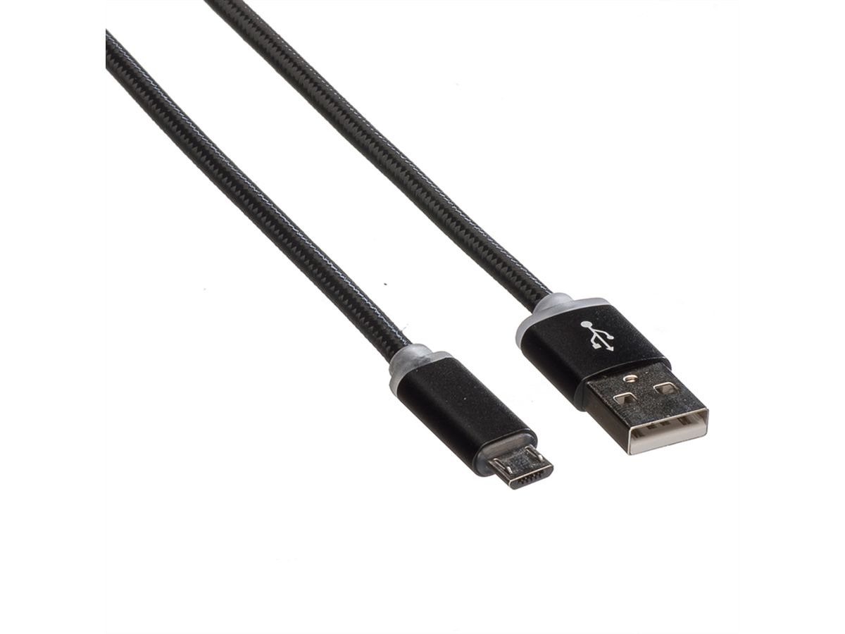 ROLINE USB 2.0 LED Charging Cable, A - Micro B, M/M, 1 m