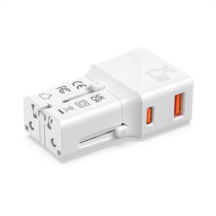 VALUE POCKET Travel Charger, EU/UK/US, 2x Ports (A+C), 25W