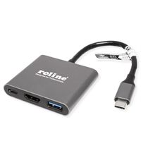 ROLINE Type C - HDMI Adapter, M/F, 1x USB 3.2 Gen 1 A, 1x Type C (Power Delivery)
