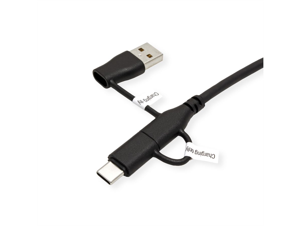 ROLINE USB 2.0 Cable, C-C, with A+C Data Lane Blockers, 1 m